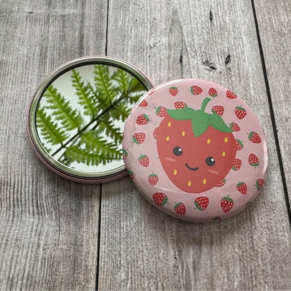 2.25" Pocket Mirror - Cute Strawberry